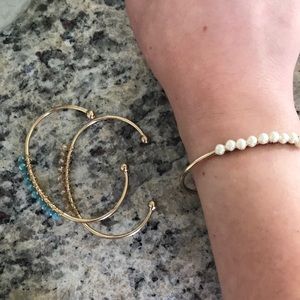 Gold Izzy Cuff in Aqua, Rosé, or Pearl!